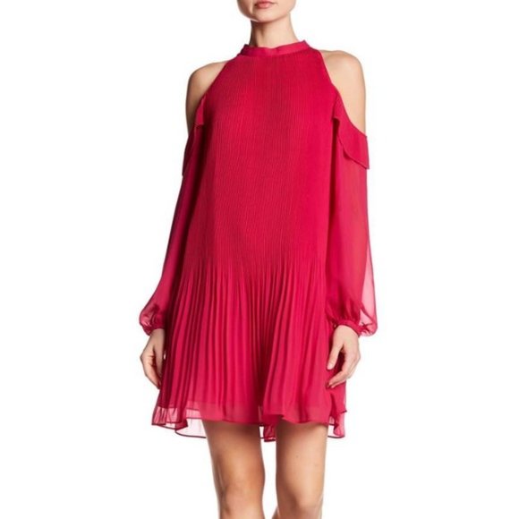 NWT 10P CeCe Cold Shoulder Chiffon Trapeze Dress - Picture 5 of 5